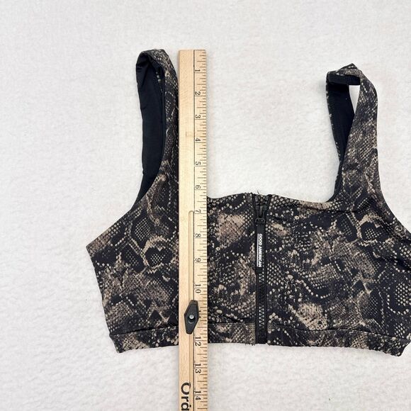 Good American Sports Bra Size 2 Snakeskin Halter Front Zip‎ Performance Gym - Picture 6 of 6